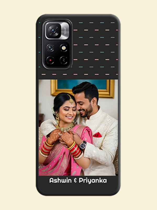 Line Pattern Design with Text on Space Black Custom Soft Matte Phone Back Cover - Redmi Note 11T 5G