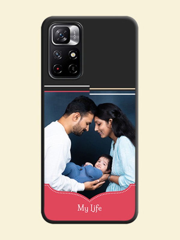 Classic Plain Design with Name on Photo on Space Black Soft Matte Phone Cover - Redmi Note 11T 5G