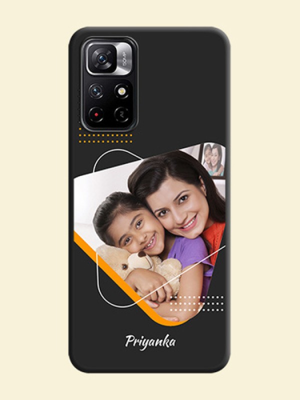 Yellow Triangle on Photo on Space Black Soft Matte Phone Cover - Redmi Note 11T 5G