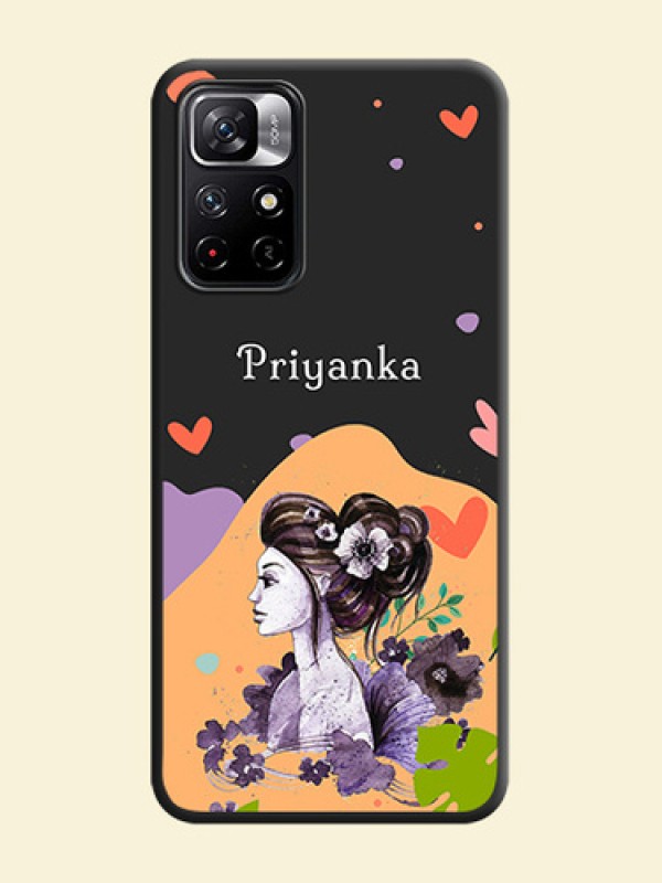Namecase For Her With Fancy Lady Image On Space Black Personalized Soft Matte Phone Covers -Xiaomi Redmi Note 11T 5G