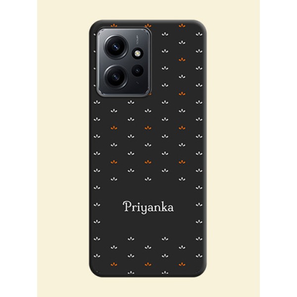 Simple Pattern With Custom Text On Space Black Custom Soft Matte Mobile Back Cover - Redmi Note 12 4G