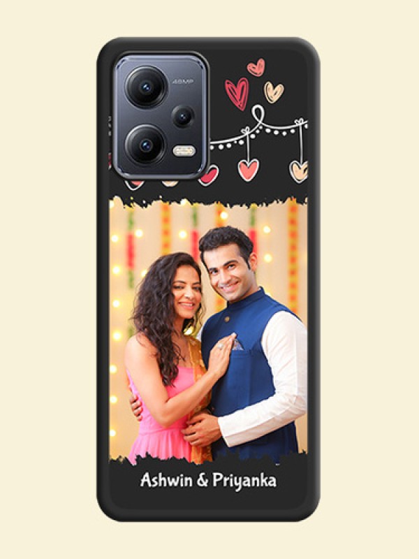Pink Love Hangings with Name on Space Black Custom Soft Matte Phone Cases - Xiaomi Redmi Note 12 Pro 5G