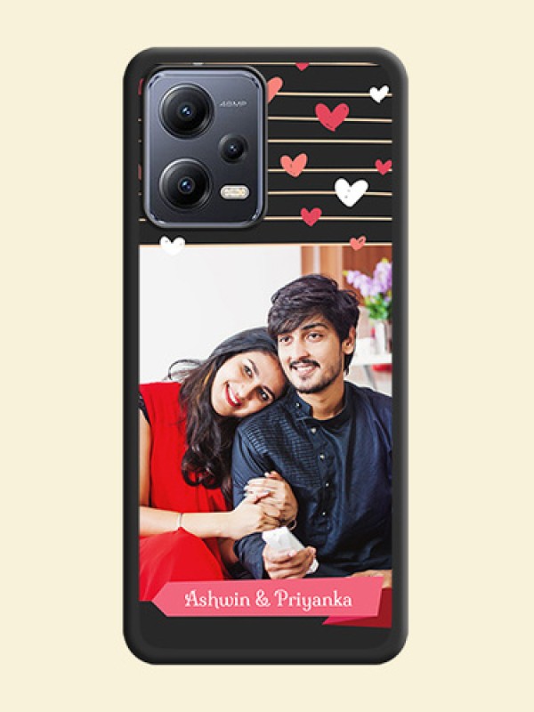 Love Pattern with Name on Pink Ribbon  on Photo on Space Black Soft Matte Back Cover - Xiaomi Redmi Note 12 Pro 5G