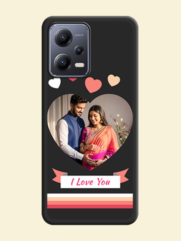 Love Shaped Photo with Colorful Stripes on Personalised Space Black Soft Matte Cases - Xiaomi Redmi Note 12 Pro 5G