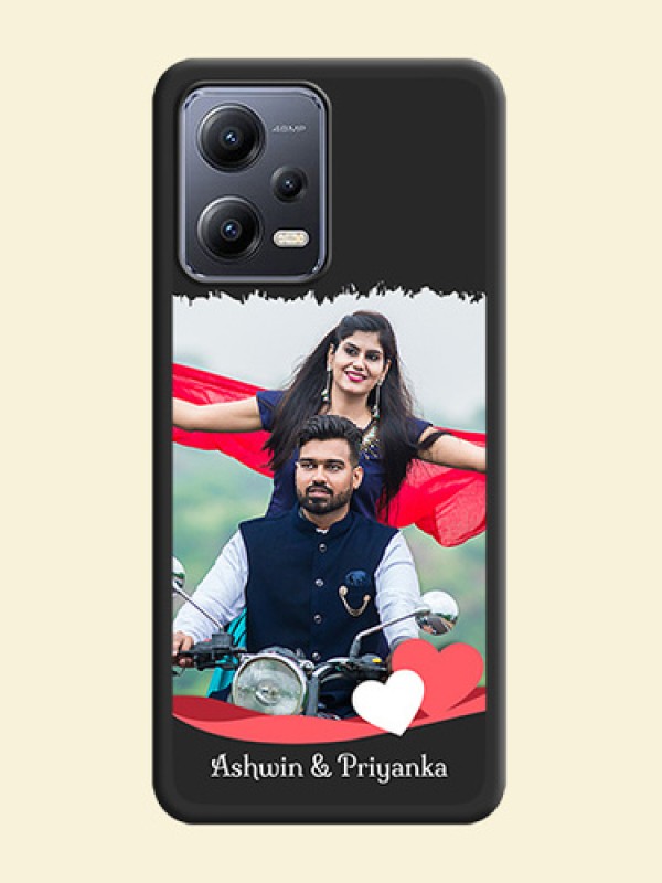 Pin Color Love Shaped Ribbon Design with Text on Space Black Custom Soft Matte Phone Back Cover - Xiaomi Redmi Note 12 Pro 5G