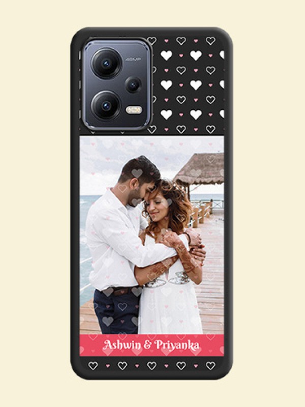 White Color Love Symbols with Text Design on Photo on Space Black Soft Matte Phone Cover - Xiaomi Redmi Note 12 Pro 5G