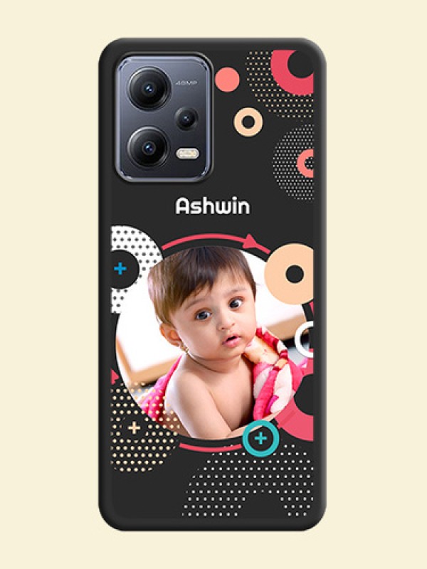 Multicoloured Round Image on Personalised Space Black Soft Matte Cases - Xiaomi Redmi Note 12 Pro 5G
