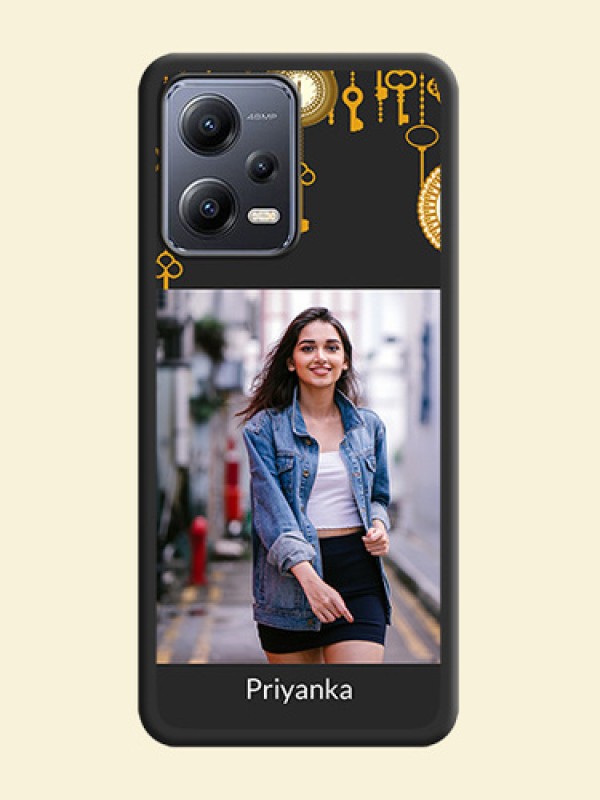 Decorative Design with Text on Space Black Custom Soft Matte Back Cover - Xiaomi Redmi Note 12 Pro 5G