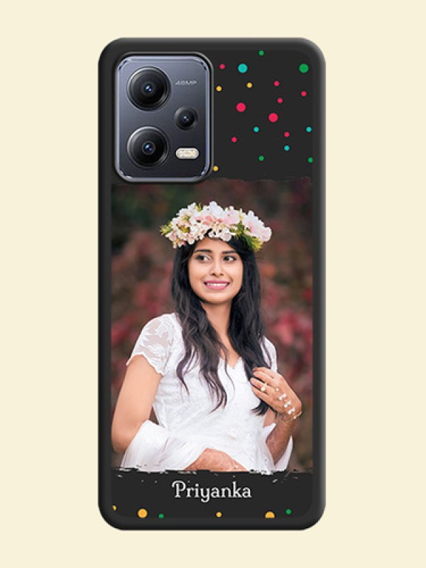 Multicolor Dotted Pattern with Text on Space Black Custom Soft Matte Phone Back Cover - Xiaomi Redmi Note 12 Pro 5G