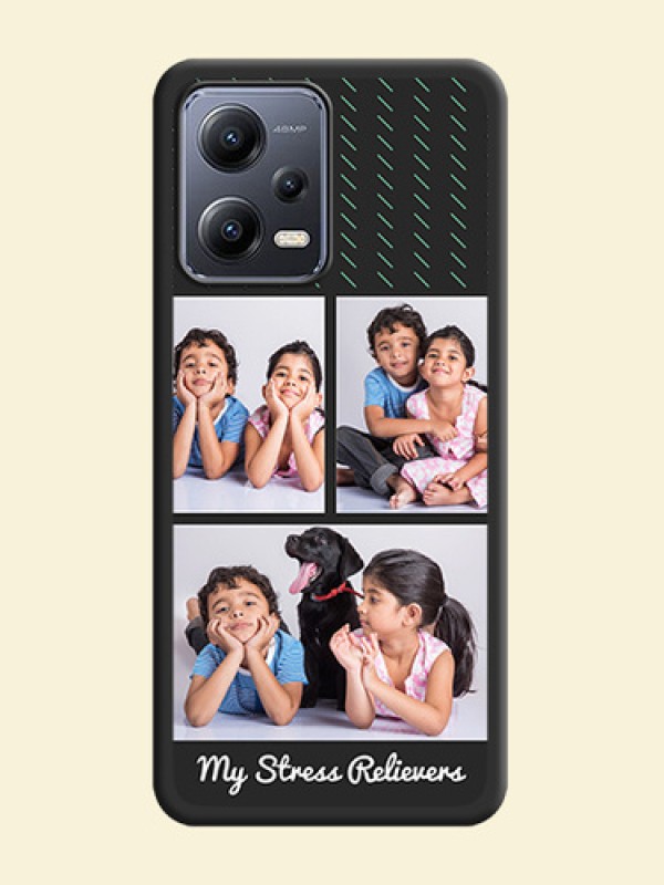Cross Dotted Pattern with 2 Image Holder  on Personalised Space Black Soft Matte Cases - Xiaomi Redmi Note 12 Pro 5G