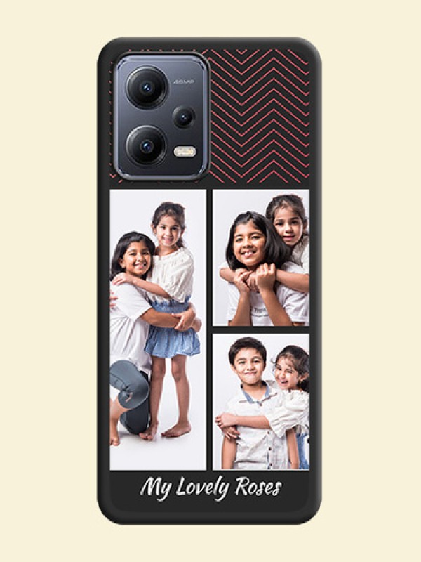 Wave Pattern with 3 Image Holder on Space Black Custom Soft Matte Back Cover - Xiaomi Redmi Note 12 Pro 5G