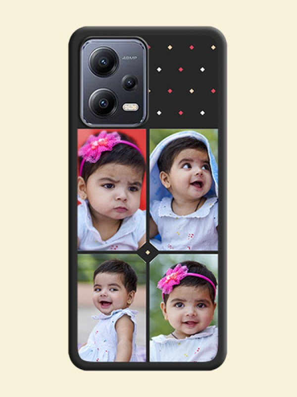Multicolor Dotted Pattern with 4 Image Holder on Space Black Custom Soft Matte Phone Cases - Xiaomi Redmi Note 12 Pro 5G