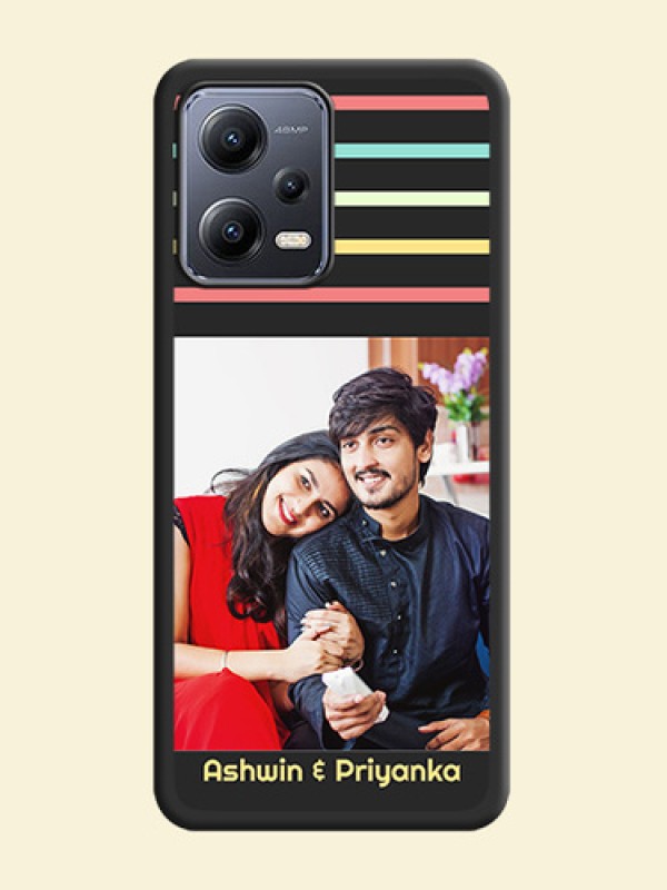 Color Stripes with Photo and Text on Photo on Space Black Soft Matte Mobile Case - Xiaomi Redmi Note 12 Pro 5G