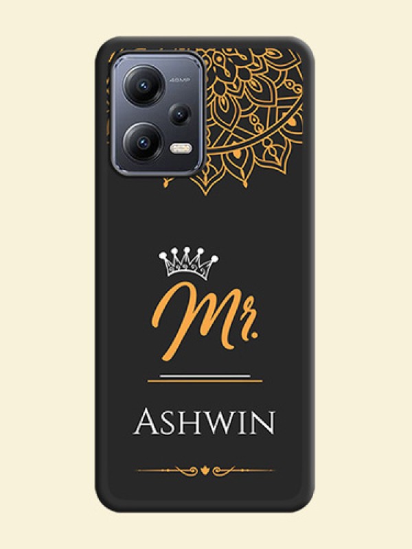 Mr Name with Floral Design  on Personalised Space Black Soft Matte Cases - Xiaomi Redmi Note 12 Pro 5G
