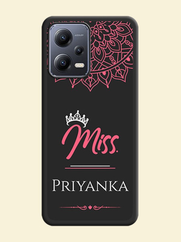 Mrs Name with Floral Design on Space Black Personalized Soft Matte Phone Covers - Xiaomi Redmi Note 12 Pro 5G