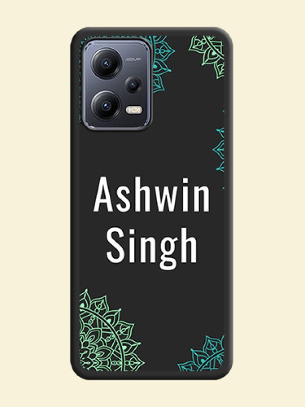 Your Name with Floral Design on Space Black Custom Soft Matte Back Cover - Xiaomi Redmi Note 12 Pro 5G