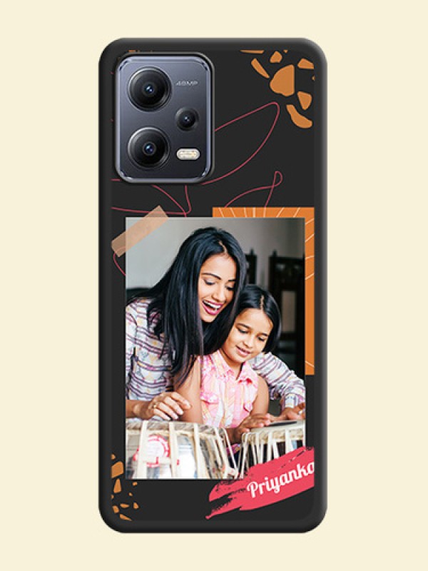 Orange Photo Frame on Space Black Custom Soft Matte Phone Back Cover - Xiaomi Redmi Note 12 Pro 5G