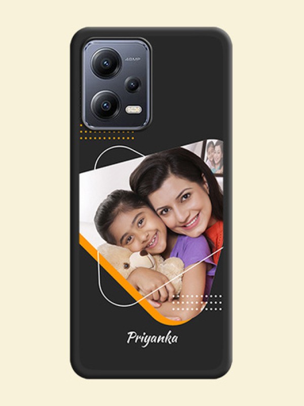 Yellow Triangle on Photo on Space Black Soft Matte Phone Cover - Xiaomi Redmi Note 12 Pro 5G