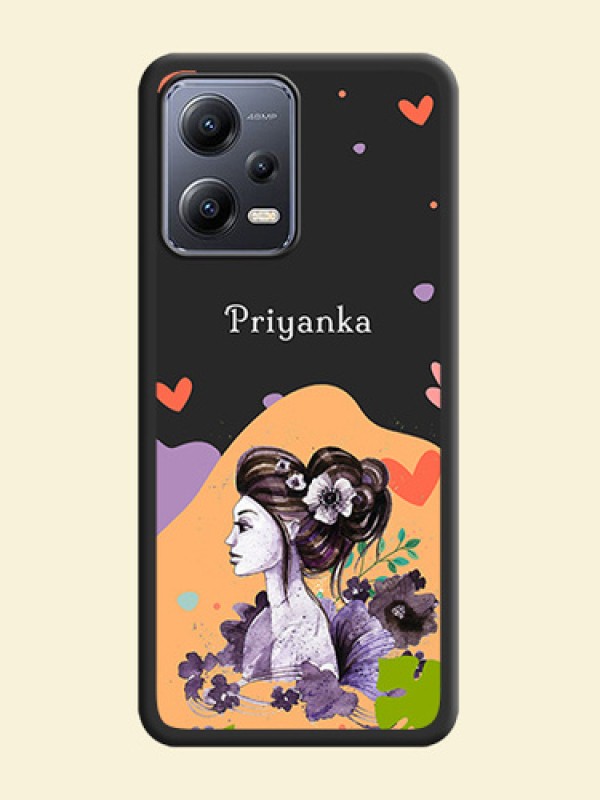 Namecase For Her With Fancy Lady Image On Space Black Personalized Soft Matte Phone Covers -Xiaomi Redmi Note 12 Pro 5G