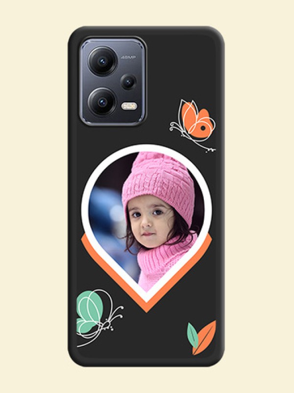 Upload Pic With Simple Butterly Design On Space Black Personalized Soft Matte Phone Covers -Xiaomi Redmi Note 12 Pro 5G
