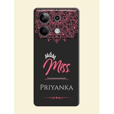 Mrs Name with Floral Design on Space Black Personalized Soft Matte Phone Covers - Redmi Note 13 5G