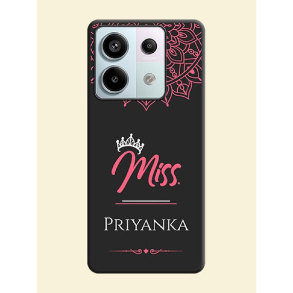 Mrs Name with Floral Design on Space Black Personalized Soft Matte Phone Covers - Redmi Note 13 Pro 5G
