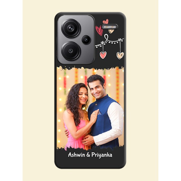 Pink Love Hangings with Name On Space Black Custom Soft Matte Mobile Back Cover - Redmi Note 13 Pro Plus 5G Pink Love Hangings with Name On Space Black Custom Soft Matte Mobile Back Cover - Redmi Note 13 Pro Plus 5G