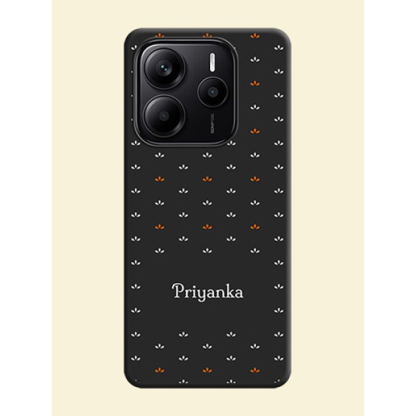 Simple Pattern With Custom Text On Space Black Custom Soft Matte Mobile Back Cover - Redmi Note 14 5G