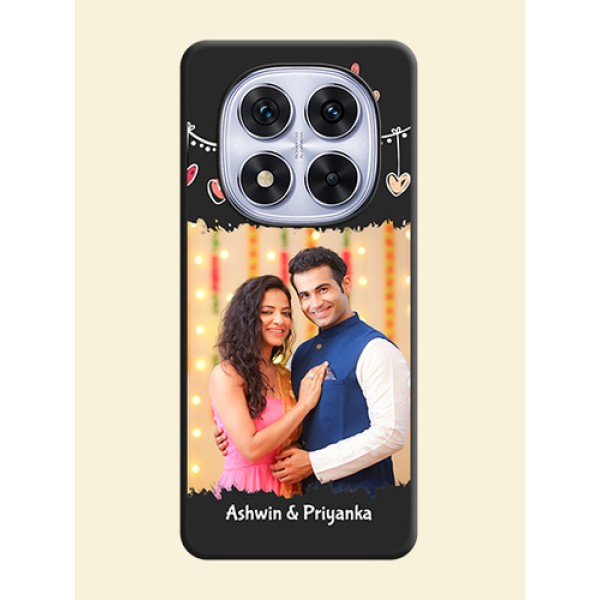 Pink Love Hangings with Name On Space Black Custom Soft Matte Mobile Back Cover - Redmi Note 14 Pro 5G Pink Love Hangings with Name On Space Black Custom Soft Matte Mobile Back Cover - Redmi Note 14 Pro 5G