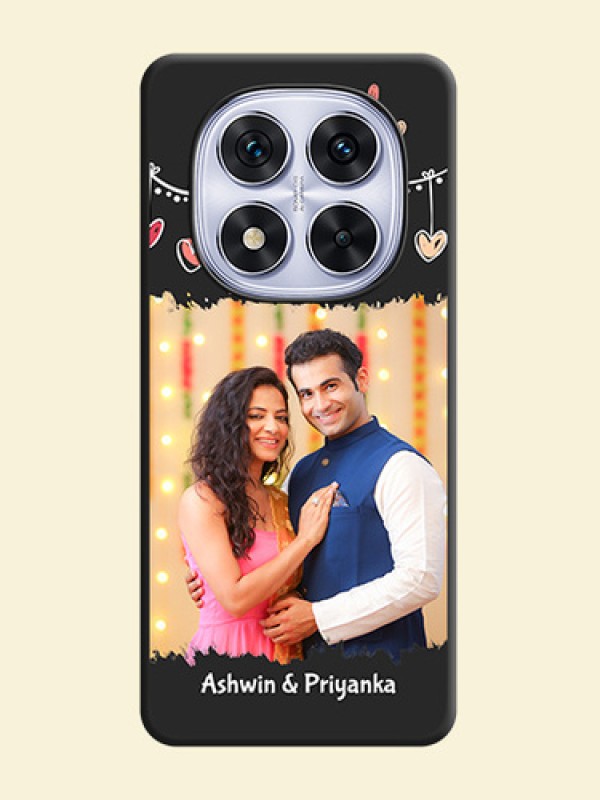 Pink Love Hangings with Name On Space Black Custom Soft Matte Mobile Back Cover - Redmi Note 14 Pro 5G