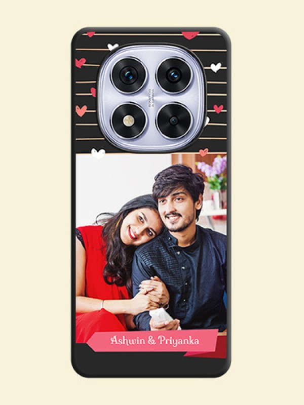 Love Pattern with Name on Pink Ribbon on Photo On Space Black Custom Soft Matte Mobile Back Cover - Redmi Note 14 Pro 5G
