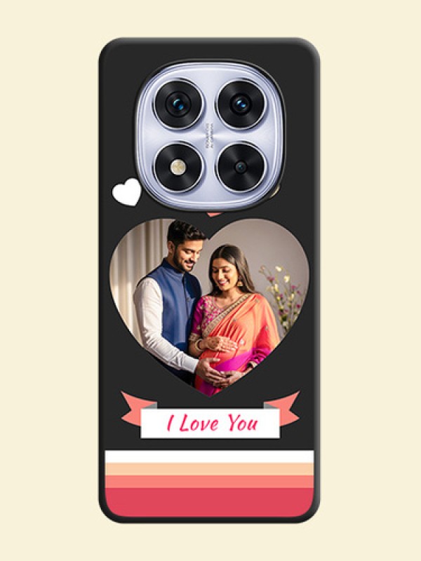 Love Shaped Photo with Colorful Stripes On Space Black Custom Soft Matte Mobile Back Cover - Redmi Note 14 Pro 5G