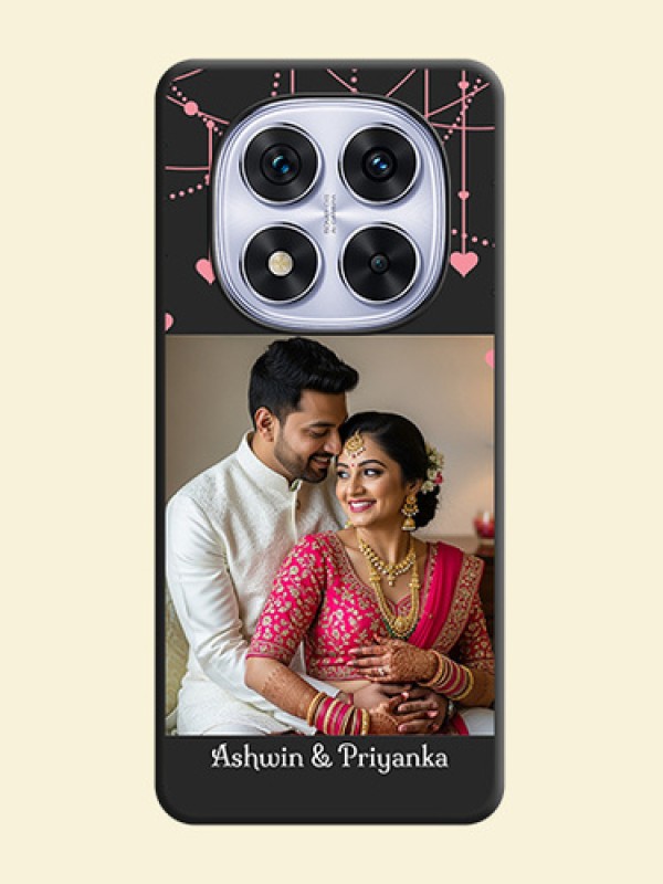 Pink Love Hangings with Text On Space Black Custom Soft Matte Mobile Back Cover - Redmi Note 14 Pro 5G