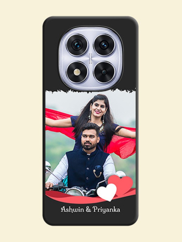 Pin Color Love Shaped Ribbon Design with Text On Space Black Custom Soft Matte Mobile Back Cover - Redmi Note 14 Pro 5G