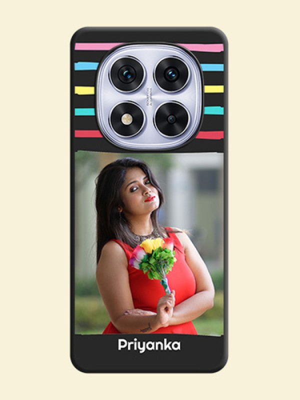 Multicolor Lines with Image On Space Black Custom Soft Matte Mobile Back Cover - Redmi Note 14 Pro 5G