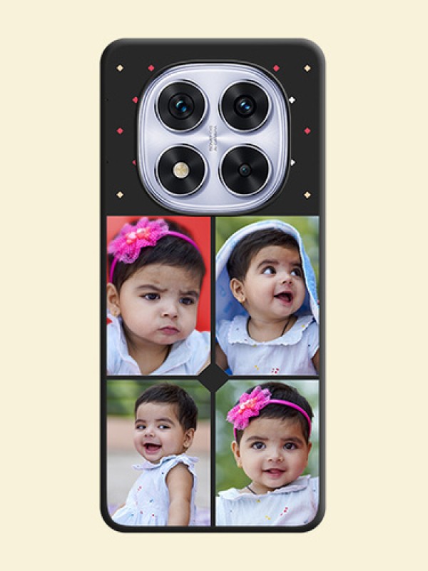Multicolor Dotted Pattern with 4 Image Holder On Space Black Custom Soft Matte Mobile Back Cover - Redmi Note 14 Pro 5G