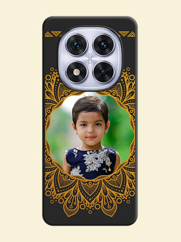 Round Image with Floral Design On Space Black Custom Soft Matte Mobile Back Cover - Redmi Note 14 Pro 5G