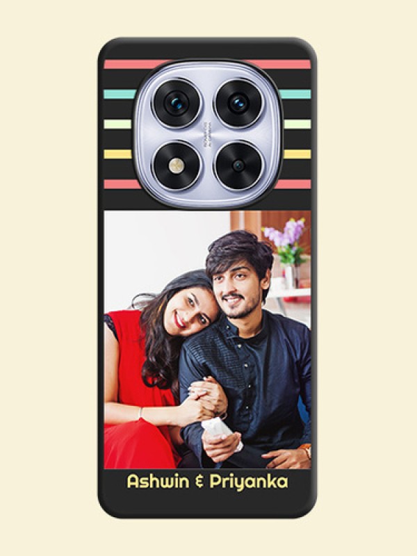 Color Stripes with Photo and Text on Photo On Space Black Custom Soft Matte Mobile Back Cover - Redmi Note 14 Pro 5G