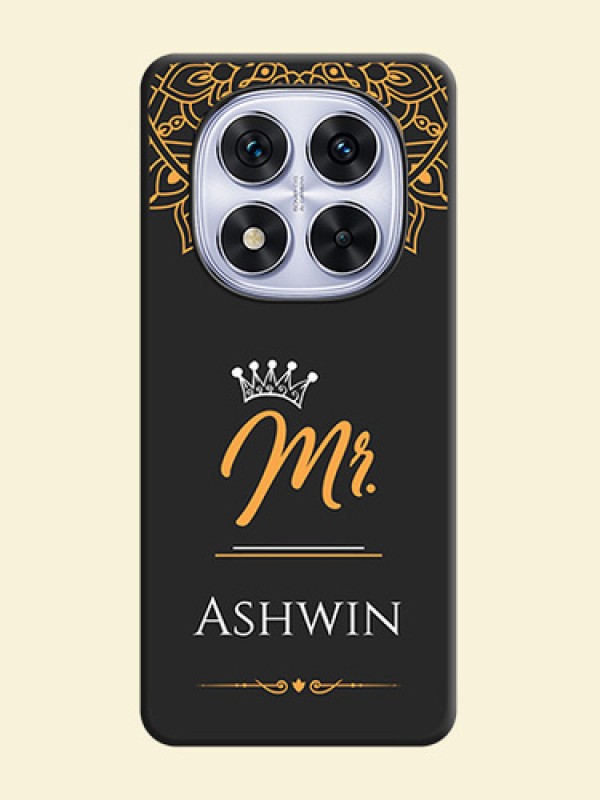 Mr Name with Floral Design On Space Black Custom Soft Matte Mobile Back Cover - Redmi Note 14 Pro 5G