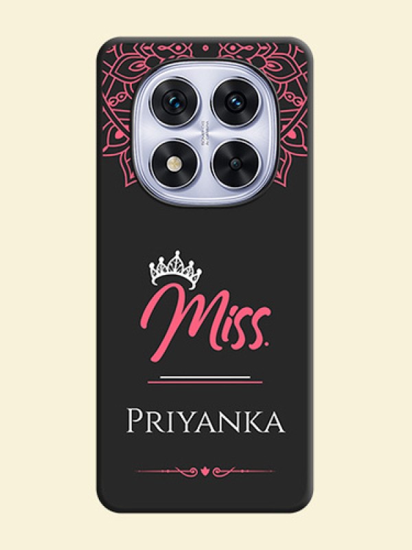 Mrs Name with Floral Design On Space Black Custom Soft Matte Mobile Back Cover - Redmi Note 14 Pro 5G