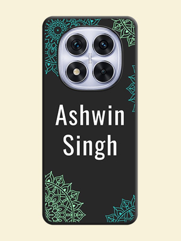 Your Name with Floral Design On Space Black Custom Soft Matte Mobile Back Cover - Redmi Note 14 Pro 5G