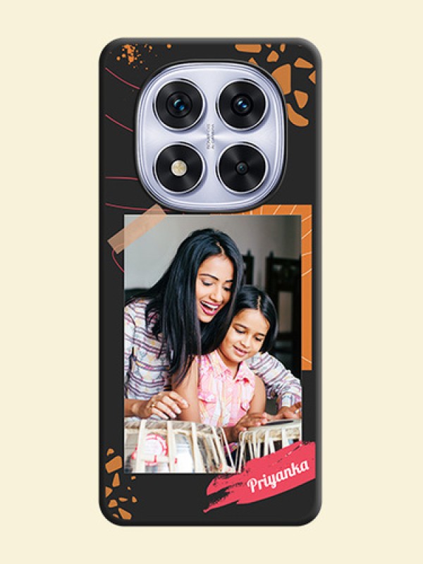 Orange Photo Frame On Space Black Custom Soft Matte Mobile Back Cover - Redmi Note 14 Pro 5G