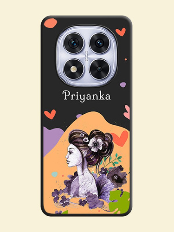 Namecase For Her With Fancy Lady Image On Space Black Custom Soft Matte Mobile Back Cover - Redmi Note 14 Pro 5G