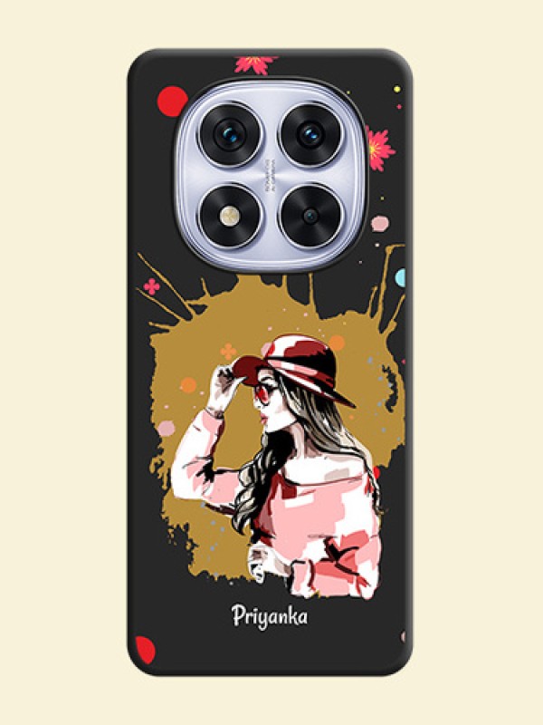 Mordern Lady With Color Splash Background With Custom Text On Space Black Custom Soft Matte Mobile Back Cover - Redmi Note 14 Pro 5G