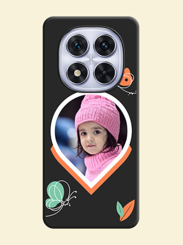 Upload Pic With Simple Butterly Design On Space Black Custom Soft Matte Mobile Back Cover - Redmi Note 14 Pro 5G