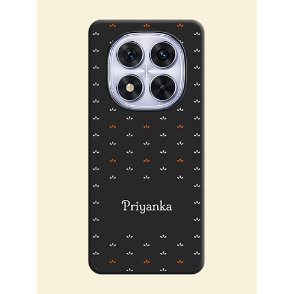 Simple Pattern With Custom Text On Space Black Custom Soft Matte Mobile Back Cover - Redmi Note 14 Pro 5G