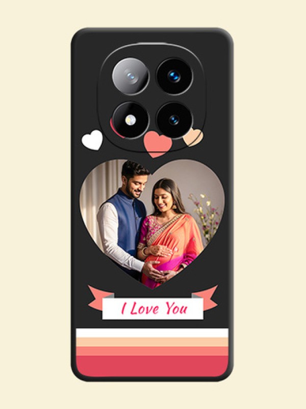 Love Shaped Photo with Colorful Stripes On Space Black Custom Soft Matte Mobile Back Cover - Redmi Note 14 Pro Plus 5G