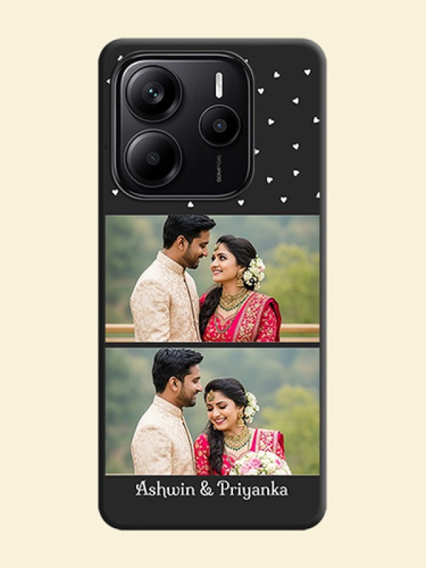 Miniature Love Symbols with Name On Space Black Custom Soft Matte Mobile Back Cover - Redmi Note 14 SE 5G