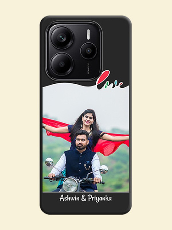 Fall in Love Pattern with Picture on Photo On Space Black Custom Soft Matte Mobile Back Cover - Redmi Note 14 SE 5G