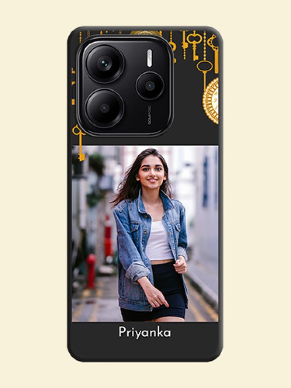 Decorative Design with Text On Space Black Custom Soft Matte Mobile Back Cover - Redmi Note 14 SE 5G
